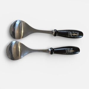 Rae Dunn ENJOY & SERVE Black Handle Serving Spoons Set